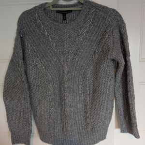 White House Black Market Charcoal Cable Knit Sweater